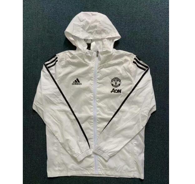 Manchester United White Stripe Windbreaker Jacket 2020/21